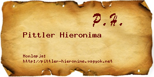 Pittler Hieronima névjegykártya